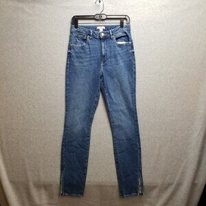 Forever 21 Premium Jeans Women's Size 29 Straight Ankle Slits Cotton Blend